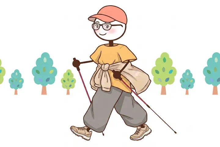 ポールウォークをしているイラスト