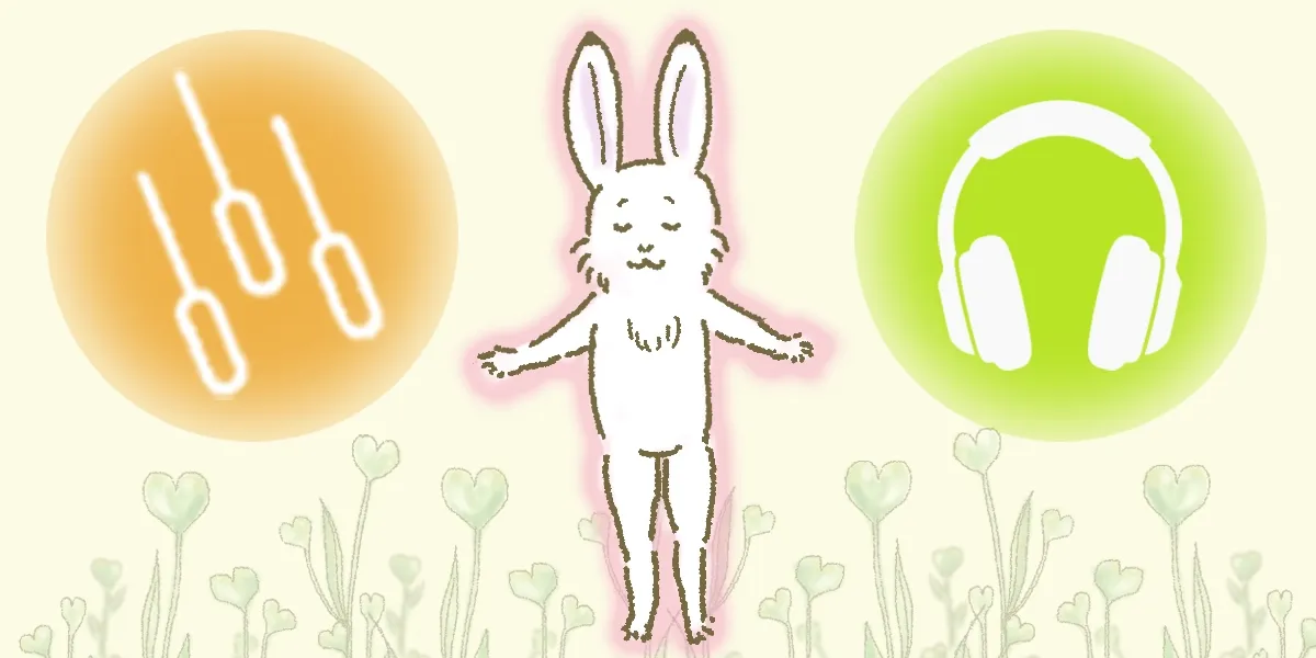 鍼治療と音響療法で症状が緩和している様子のイラスト