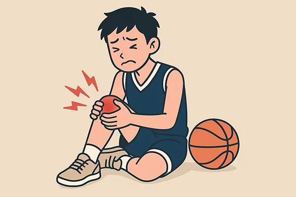 ジャンパー膝で膝の痛みに悩む高校生バスケ部員