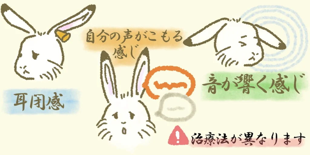 耳閉感・自声強調・聴覚過敏は治療法が異なります。