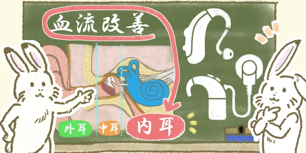 突発性難聴が治らない時はどうしたら良いかを黒板で教えている様子のイラスト