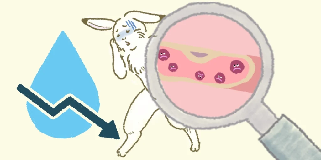 水分不足により、血液がドロドロになってしまっているイラスト